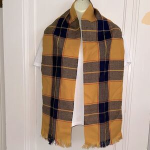 Plaid Gold, Red &‎ Navy Blue Fall/Winter Scarf - Unisex